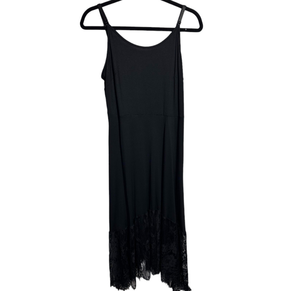 Bloomchic Black Flowey Lace Bottom Spaghetti Strap Black Dress Goth Vibe Size 14